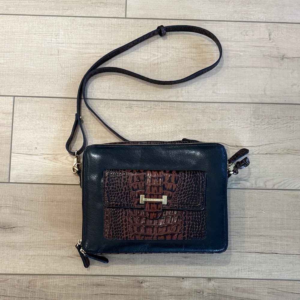 Brahmin Black and Brown Crossbody Bag